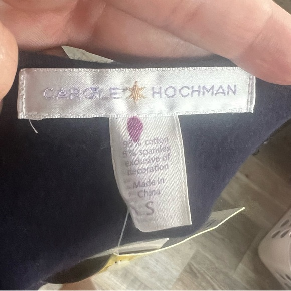 Midnight by Carole Hochman Navy Blouse with Floral Detail - Picture 6 of 7